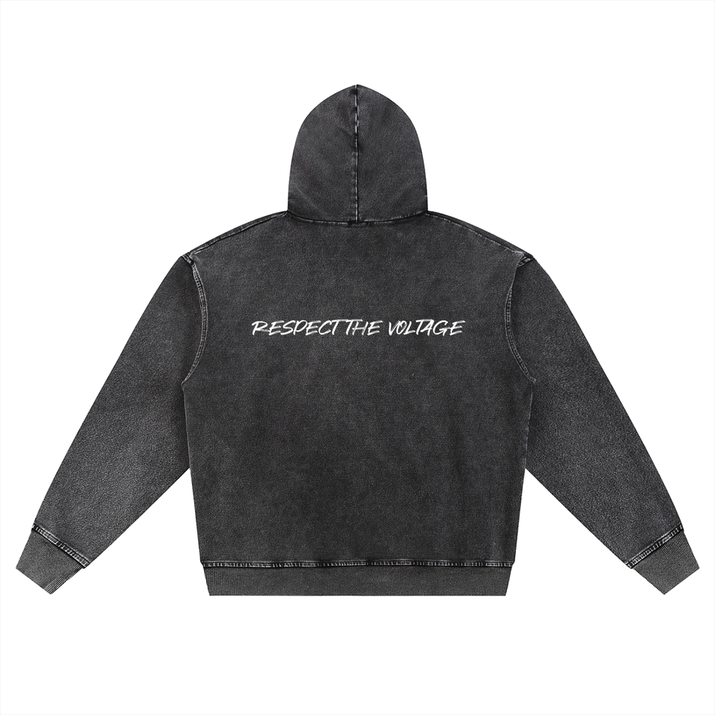 Snow Wash Oversized Zip-Up Hoodie
